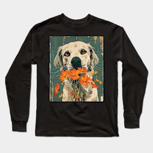 Golden Retriever  Flowers Photo Art Design For Dog Onwer Long Sleeve T-Shirt